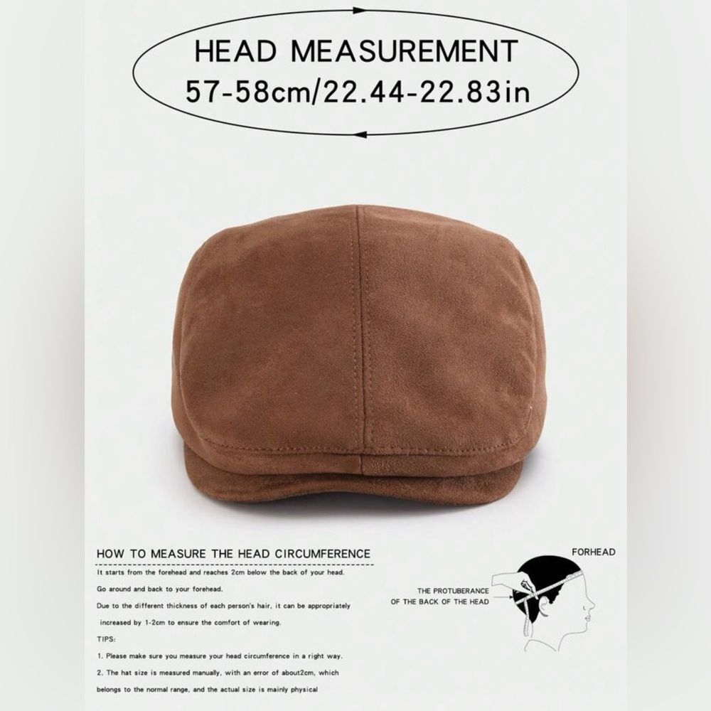 Classic Brown Suede Newsboy Flat Cap - Picture 4 of 8